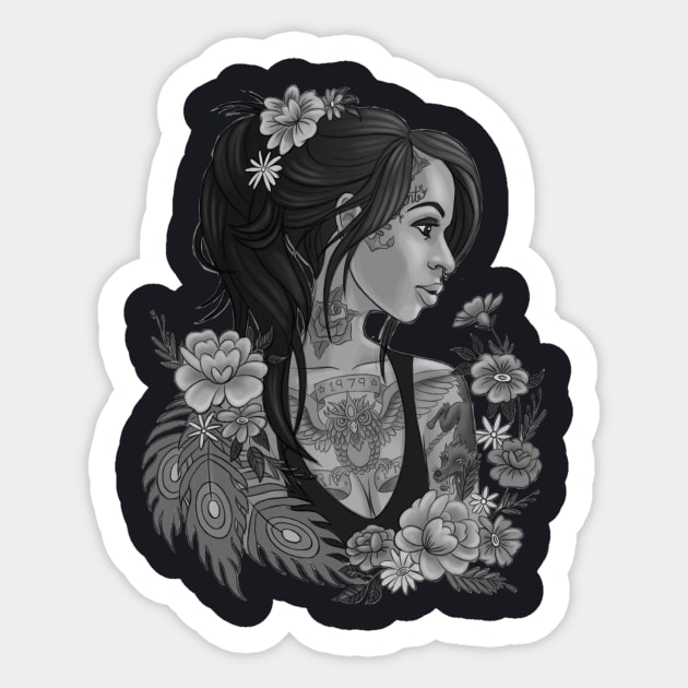 Tattoo Pin-Up Girl Sticker by Phibber